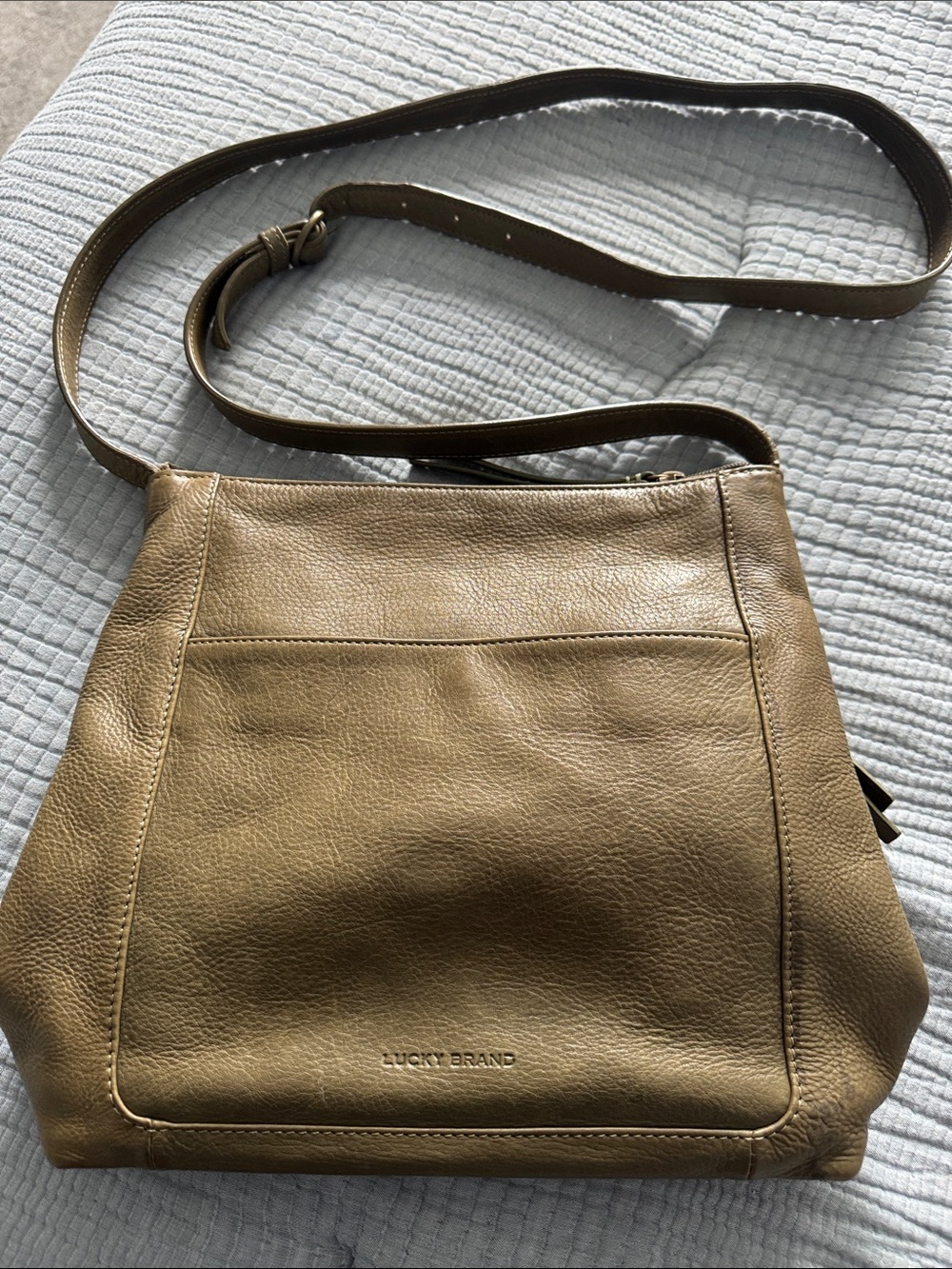 Lucky Brand Olive-Taupe Leather Crossbody Bag